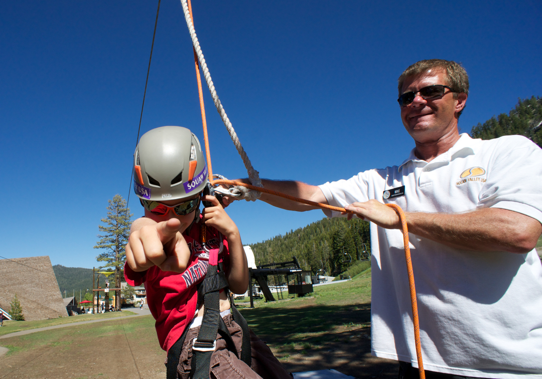 Zip lining at Squaw
