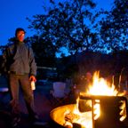 Evan's trying to figure out how to burn more wood so he doesn't have to cart it home.