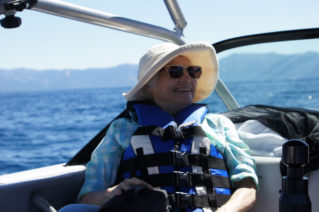 Millie enjoying the breeze on Lake Tahoe