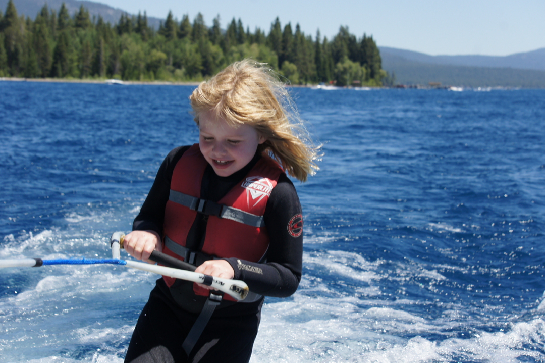 Elena enjoying some time behind the boat