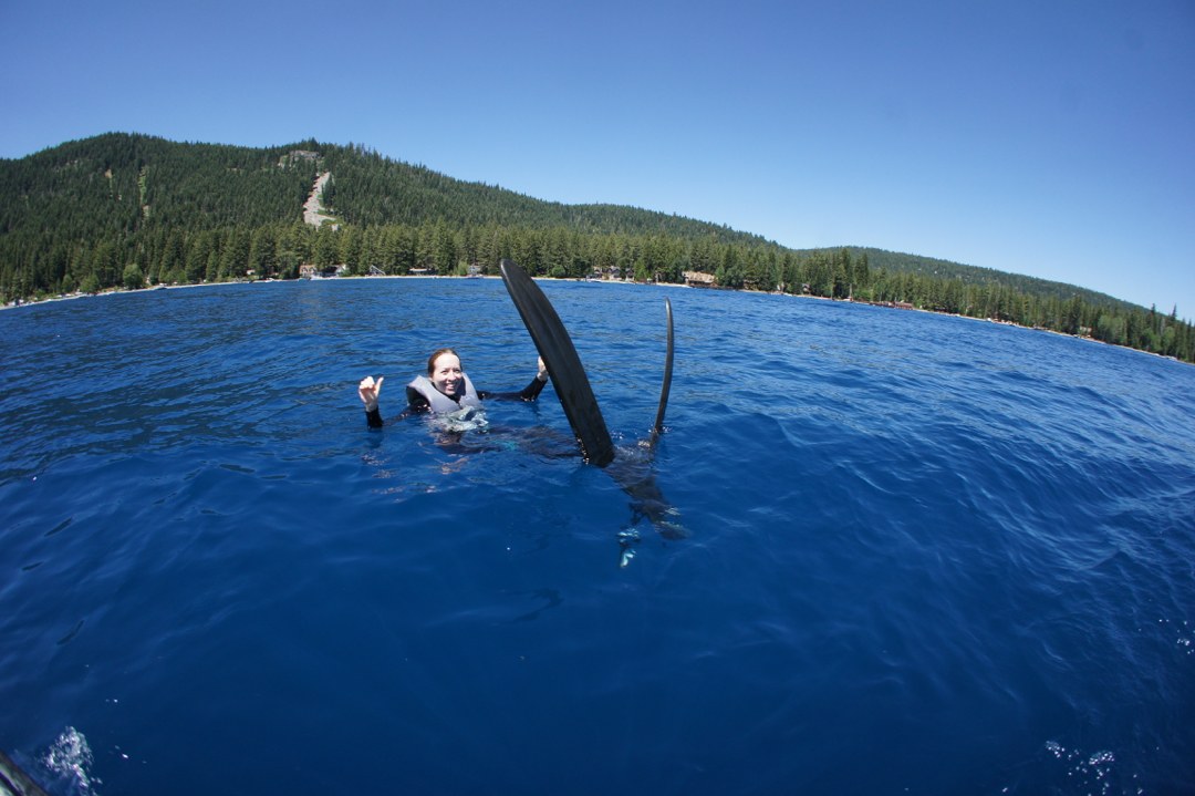 Lynn getting ready to water ski